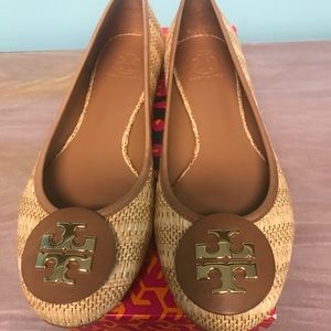 Tory Burch Reva Raffia Straw Flats